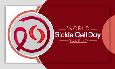 World Sickle cell day is observed every year on June 19, it is an inherited red blood cell disorder in which there are not enough healthy cells to carry oxygen throughout the body. Vector illustration