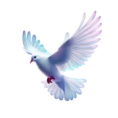 Dove of peace. Flying white dove isolated on transparent background. International Day of Peace. PNG. Generative AI