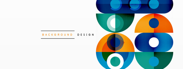 Fototapeta na wymiar Simple circles and round elements pattern. Minimalist design geometric landing page. Creative concept for business, technology, science or print design