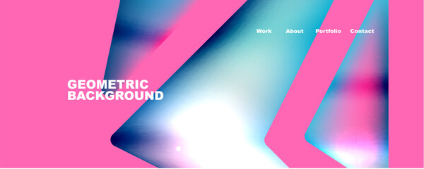 Bright colorful triangular shapes abstract background with fluid color effect. Glass, light and shadow effects. Illustration For Wallpaper, Banner, Background, Card, Book Illustration, landing page