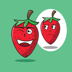 Vector illustrations icon cartoon of two strawberry