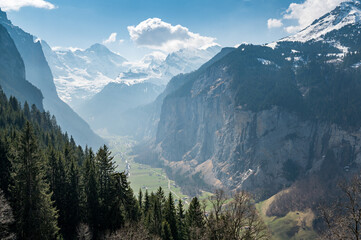 view into Lauterbrunnen Valley from Wengen