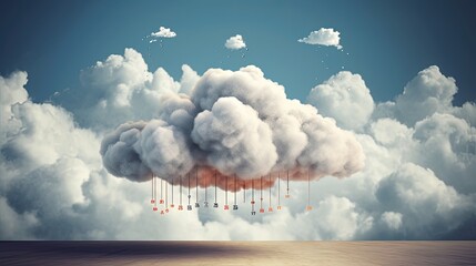 Clouds forming a calendar in the sky. Cloud computing concept. Generative AI 