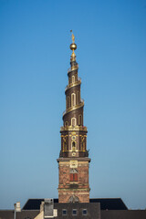 Church tower of the Church of Our Saviour in Copenhagen, Denmark