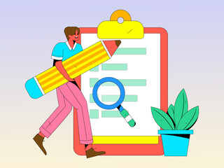 Invite friends to conduct questionnaire survey flat vector concept operation hand drawn illustration
