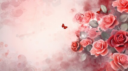 An abstract pink background with roses. A Valentine's Day Concept. Generative AI 