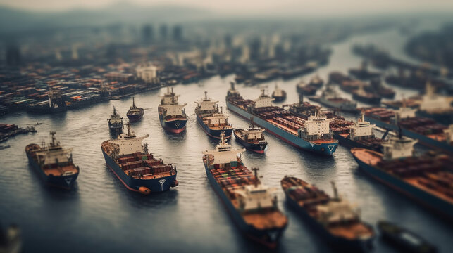 Boats in the harbor. Generative AI