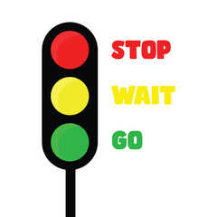Traffic light day concept illustration for drivers and pedestrians. Colorful doodle illustration.
