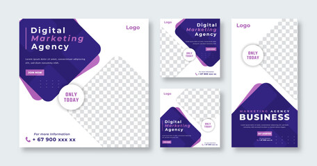 Digital Marketing Agency Social Media Post for Online Marketing Promotion Banner, Story and Web Internet Ads Flyer