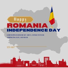 Premium Vector | Square banner illustration of romania independence day celebration with text space vector illustration