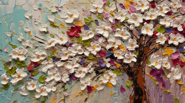 Oil paintings landscape. Colorful thick impasto, landscape painting, background of paint.