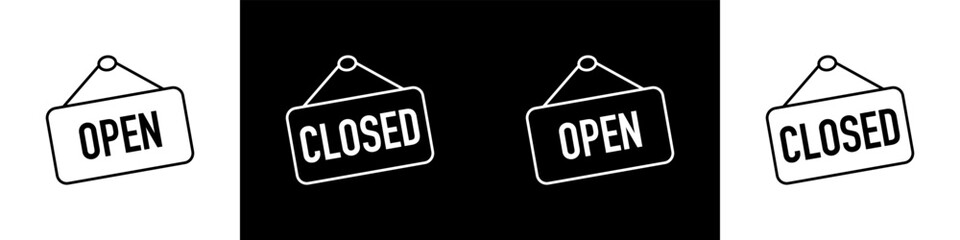 Open and Closed sign boards. Open or Closed sign board, isolated. Open and Close. Vector illustration