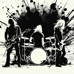 VECTOR BLACK WHITE SILHOUETTE STYLE BAND