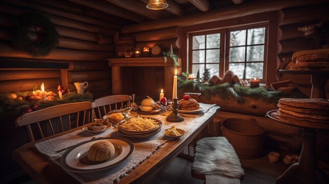 christmas dinner log cabin
