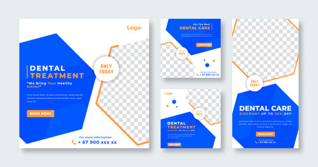 Dentist and Health Care Medical Social Media Post for Online Marketing Promotion Banner, Story and Web Internet Ads Flyer