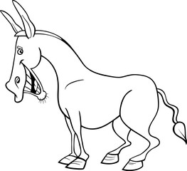 cartoon donkey farm animal character coloring page