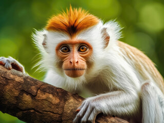 White-brown monkey in the jungle of Brazil close-up.