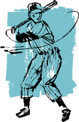 vector sketch of the baseball player