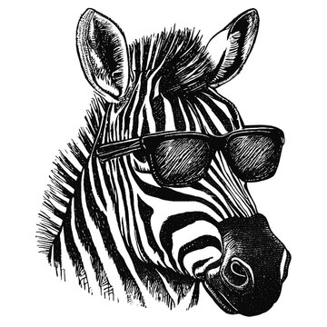 cool zebra wearing sunglasses vector illustration