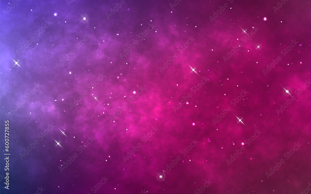 Wall mural starry galaxy with bright stars. fantasy wallpaper with color nebula. modern cosmic background for w