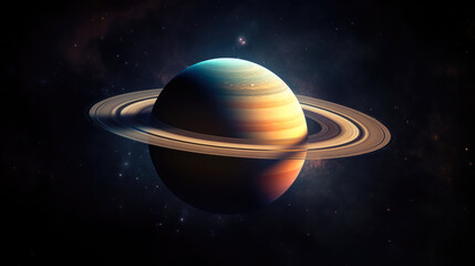 Fototapeta na wymiar planet saturn view from space, Generative Ai