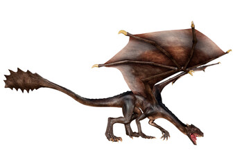Naklejka premium 3D Rendering Fairy Tale Dragon on White