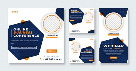 Conference Business Webinar Social Media Post for Online Marketing Promotion Banner, Story and Web Internet Ads Flyer