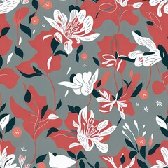 Abstract gentle seamless pattern with flowers background. 