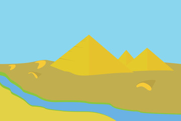 Ancient pyramids landscape. Egypt pyramid landscape in saqara desert