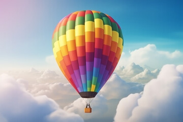Fototapeta premium Pride flag on a hot air balloon, pride, background Generative AI