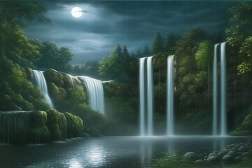 waterfalls at night