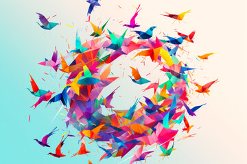 Fototapeta premium abstract colorful circle made of birds logo generative ai
