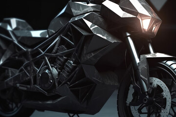 black sports bike, modern motorbike prototype generative ai
