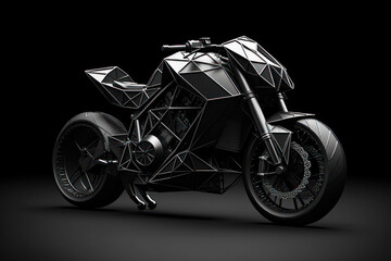 black sports bike, modern motorbike prototype generative ai