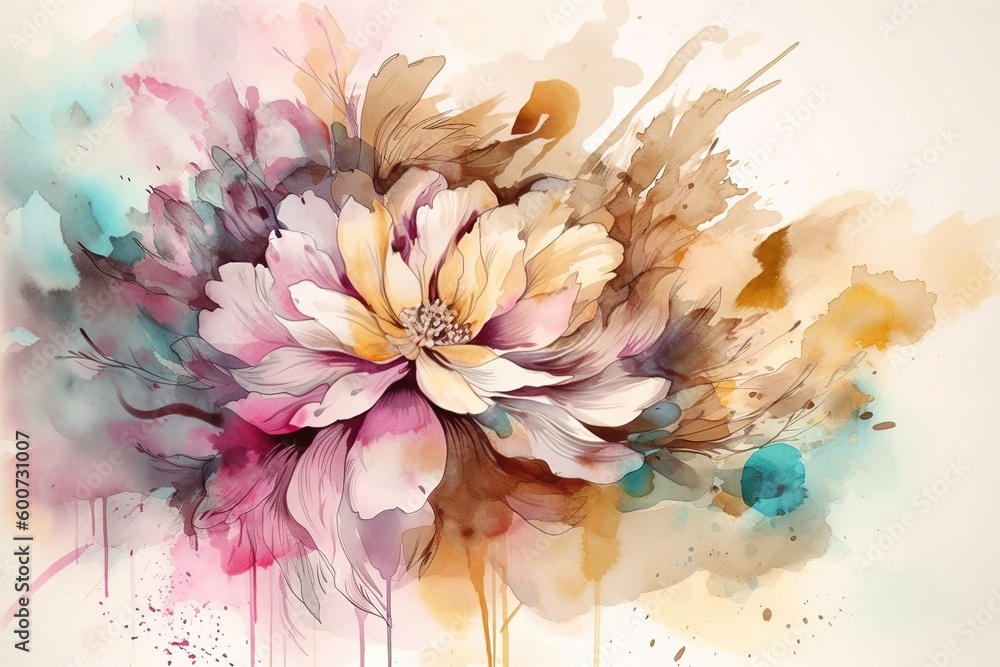 Poster a sketch of a flower superimposed on a plain white backdrop generative ai