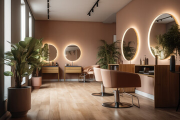 empty modern interior women beauty hairdresser salon generative ai