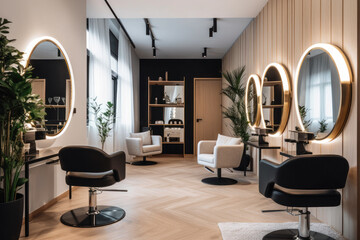 empty modern interior women beauty hairdresser salon generative ai