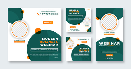 Modern Business Webinar Social Media Post for Online Marketing Promotion Banner, Story and Web Internet Ads Flyer