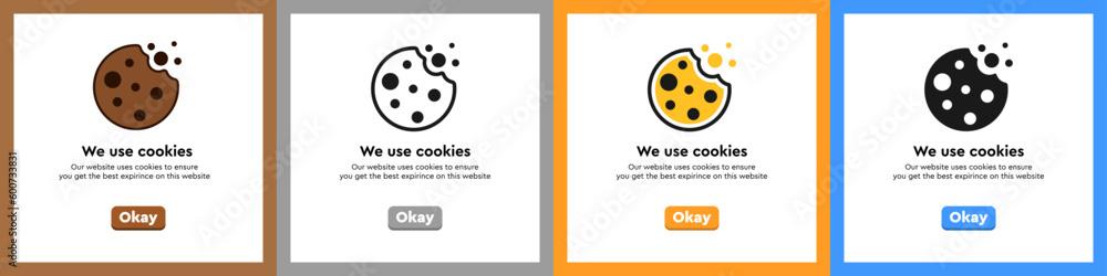 Poster vector cookies templates for website. four vector cookies web page designs.