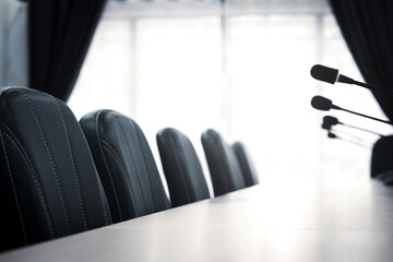 Meeting room background with empty chairs in the office with copy space for business design.
