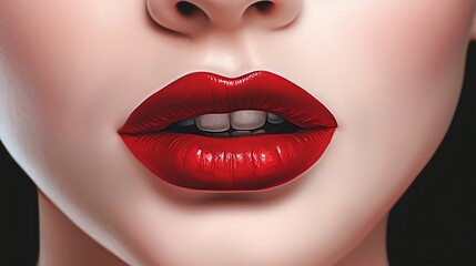Obraz premium Make up of woman with red lips. Generative AI