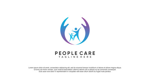 People care logo with creative design concept premium vector