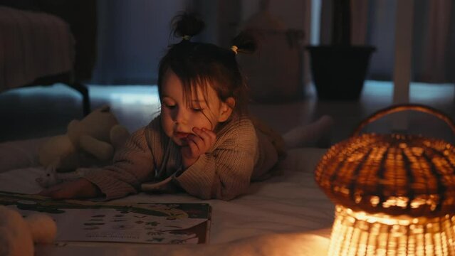 Little Baby Girl Playing with a Illustrated Book