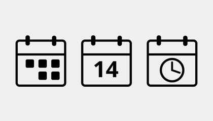 Vector calendar flat icon. Black leaked isolated illustration for graphic and web design. Day 14.