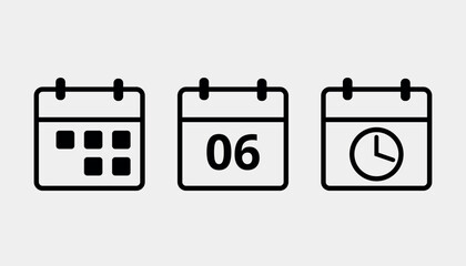 Vector calendar flat icon. Black leaked isolated illustration for graphic and web design. Day 06.
