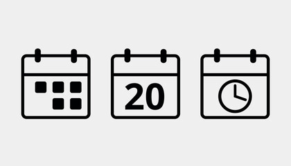 Vector calendar flat icon. Black leaked isolated illustration for graphic and web design. Day 20.