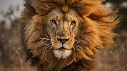 Fototapeta premium Serenity: The Peaceful Majesty of a Lion at Rest