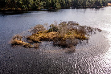 Aerial view of the Lough Anna island - County Donegal, Ireland