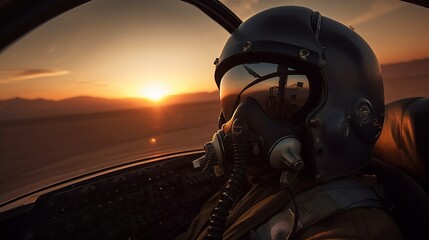 Jet Fighter pilot, Cockpit view, Generative AI