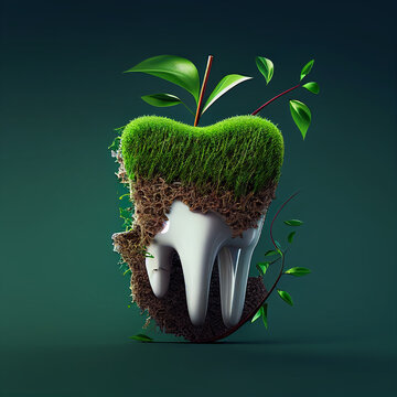 Zahn, wiese, nachhaltig, Nachhaltigkeit. zahnarzt, krone, bio, pflanzen, nachhaltiges wachstum, 